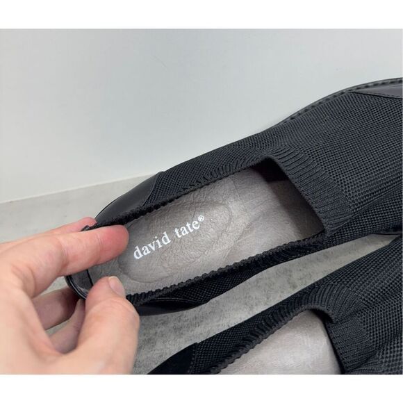 David Tate Social‎ Black Knit Shoes Size 10 Leather Lining Fabric Loafers NEW - Picture 6 of 8